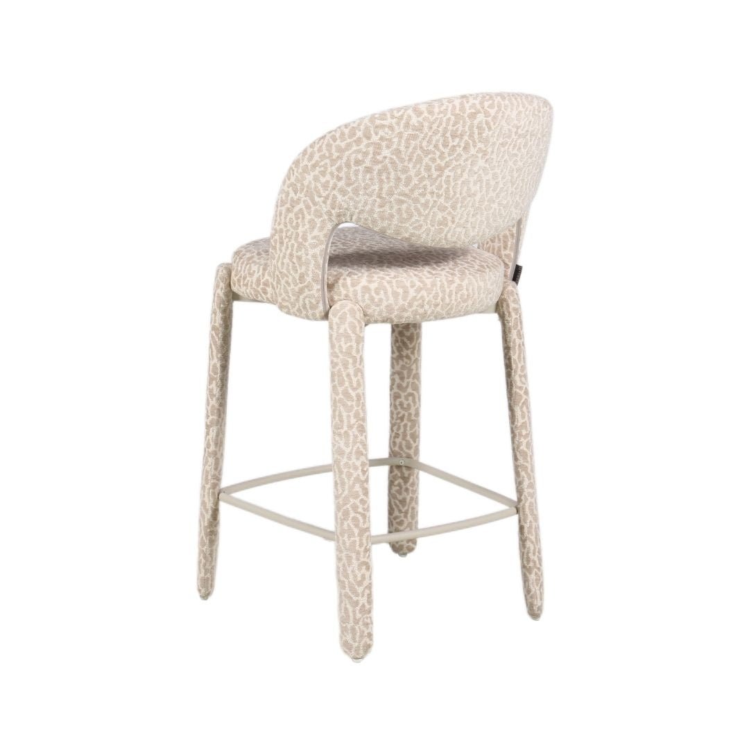 Barkruk Leo taupe leopard 70 cm Bouclé