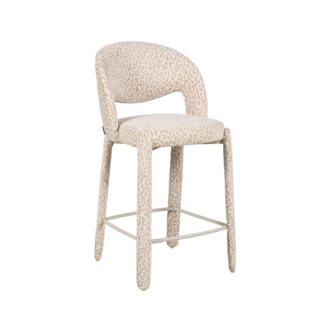 Barkruk Leo taupe leopard 70 cm Bouclé