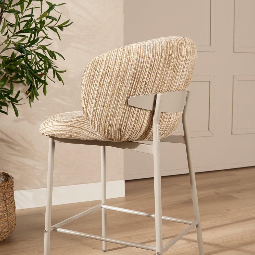 Barkruk Milo chenille beige/taupe 70 cm Textiel
