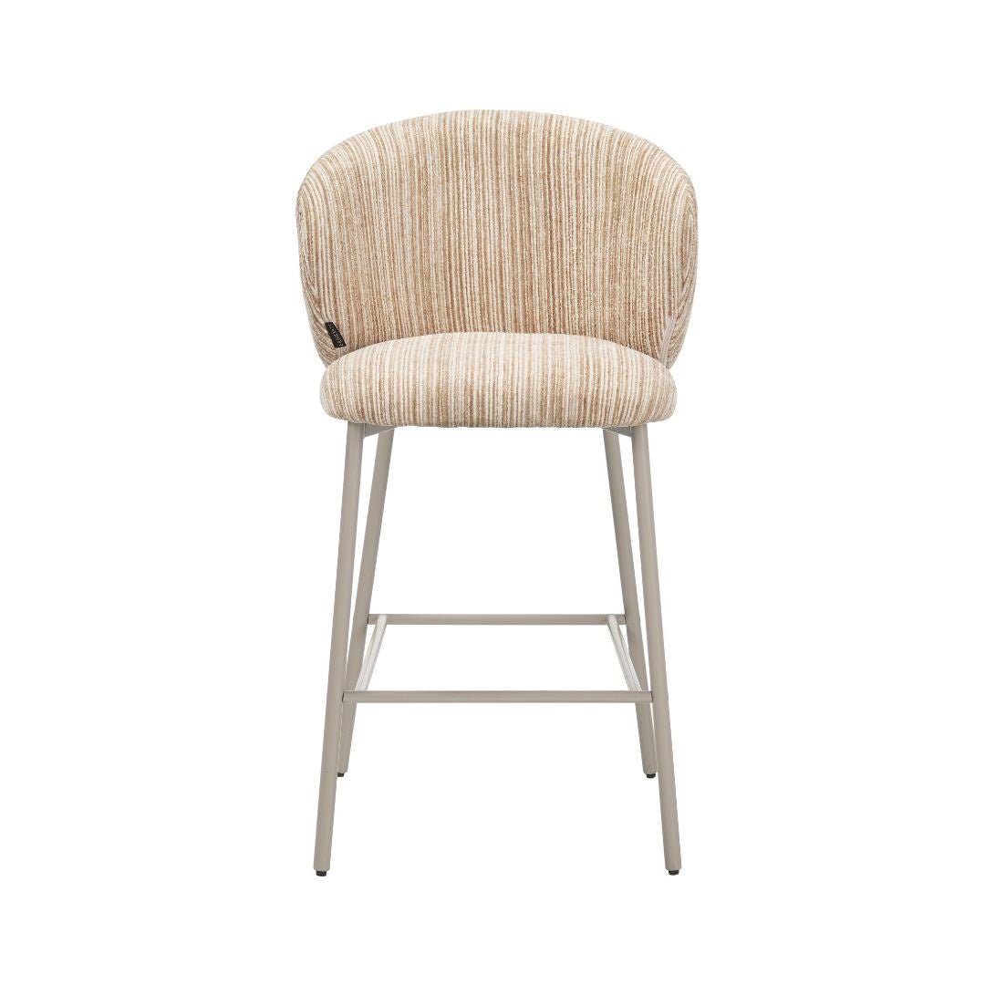 Barkruk Milo chenille beige/taupe 70 cm Textiel
