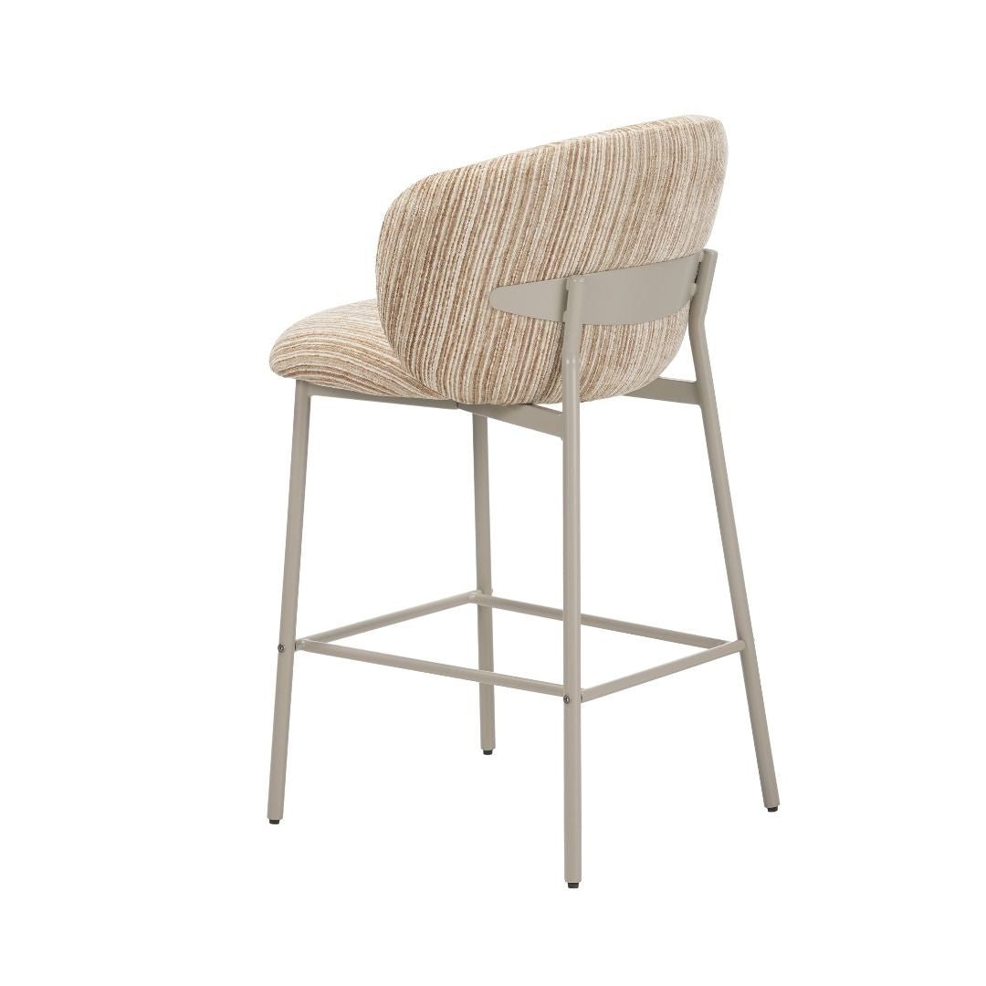 Barkruk Milo chenille beige/taupe 70 cm Textiel
