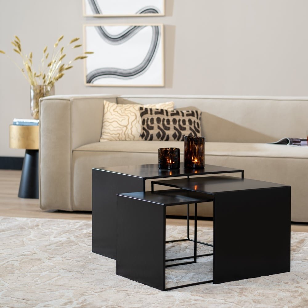Side table Bianca metal black 37 cm high Powder-coated metal