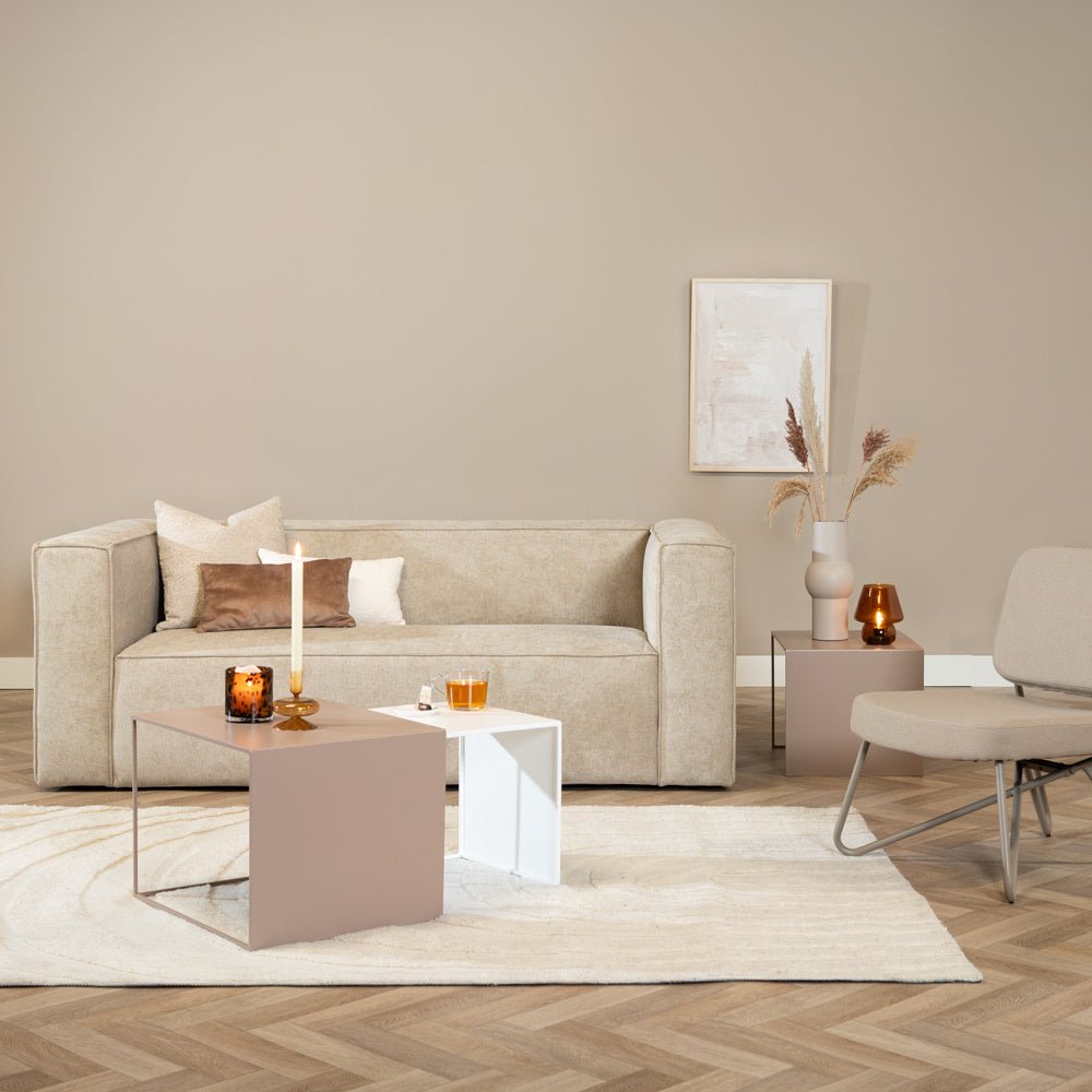 Side table Gianni metal taupe 40 cm high Powder-coated metal
