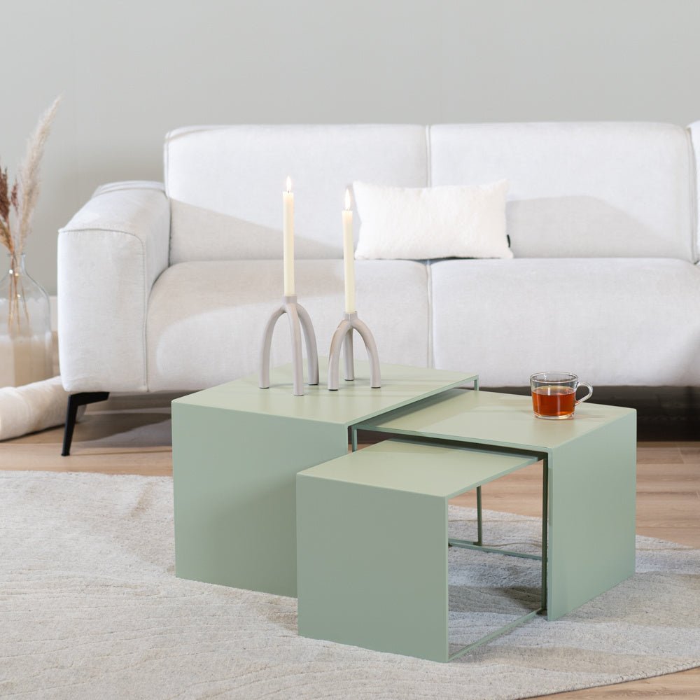 Side table Lucia metal light green 34 cm high Green Powder-coated metal