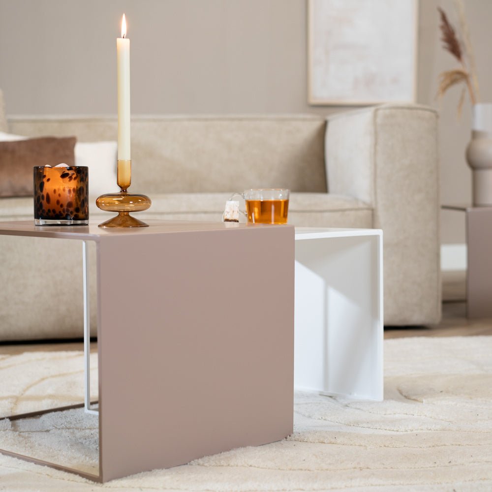 Side table Lucia metal taupe 34 cm high Powder-coated metal