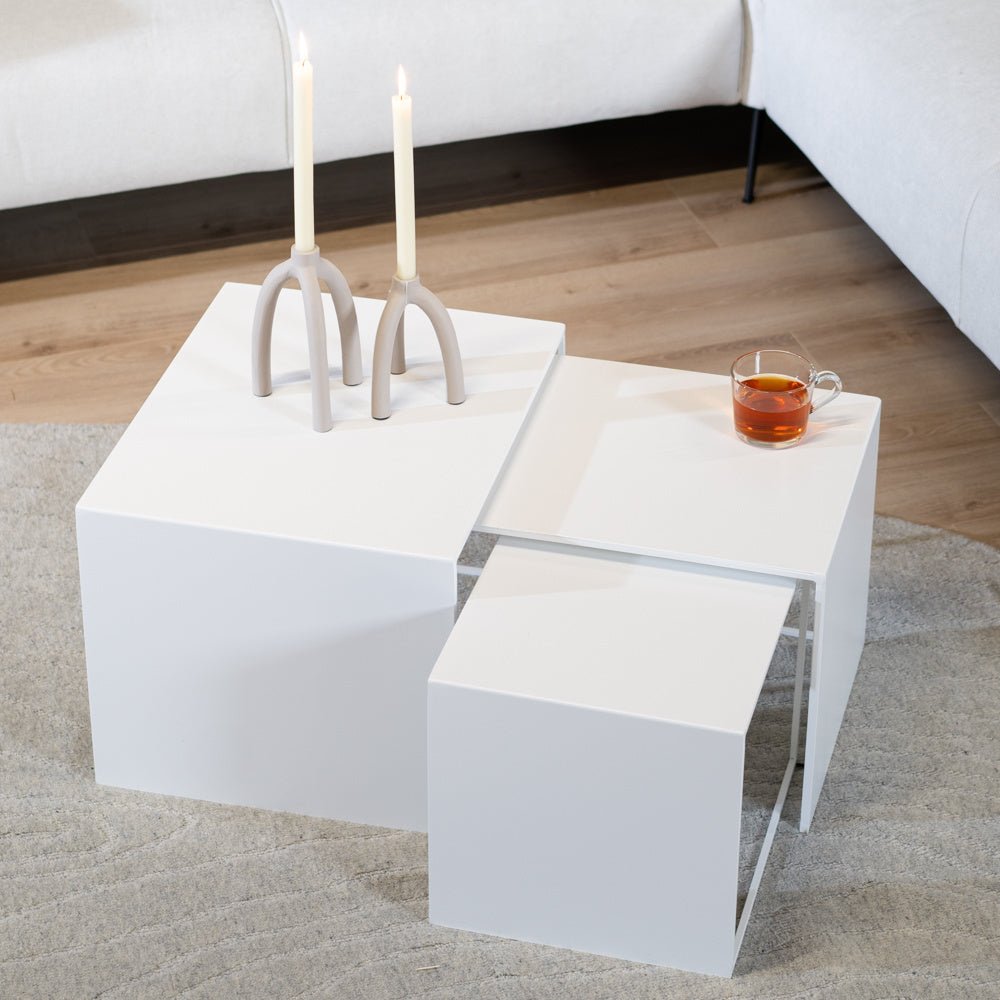 Side table Lucia metal white 34 cm high Powder-coated metal