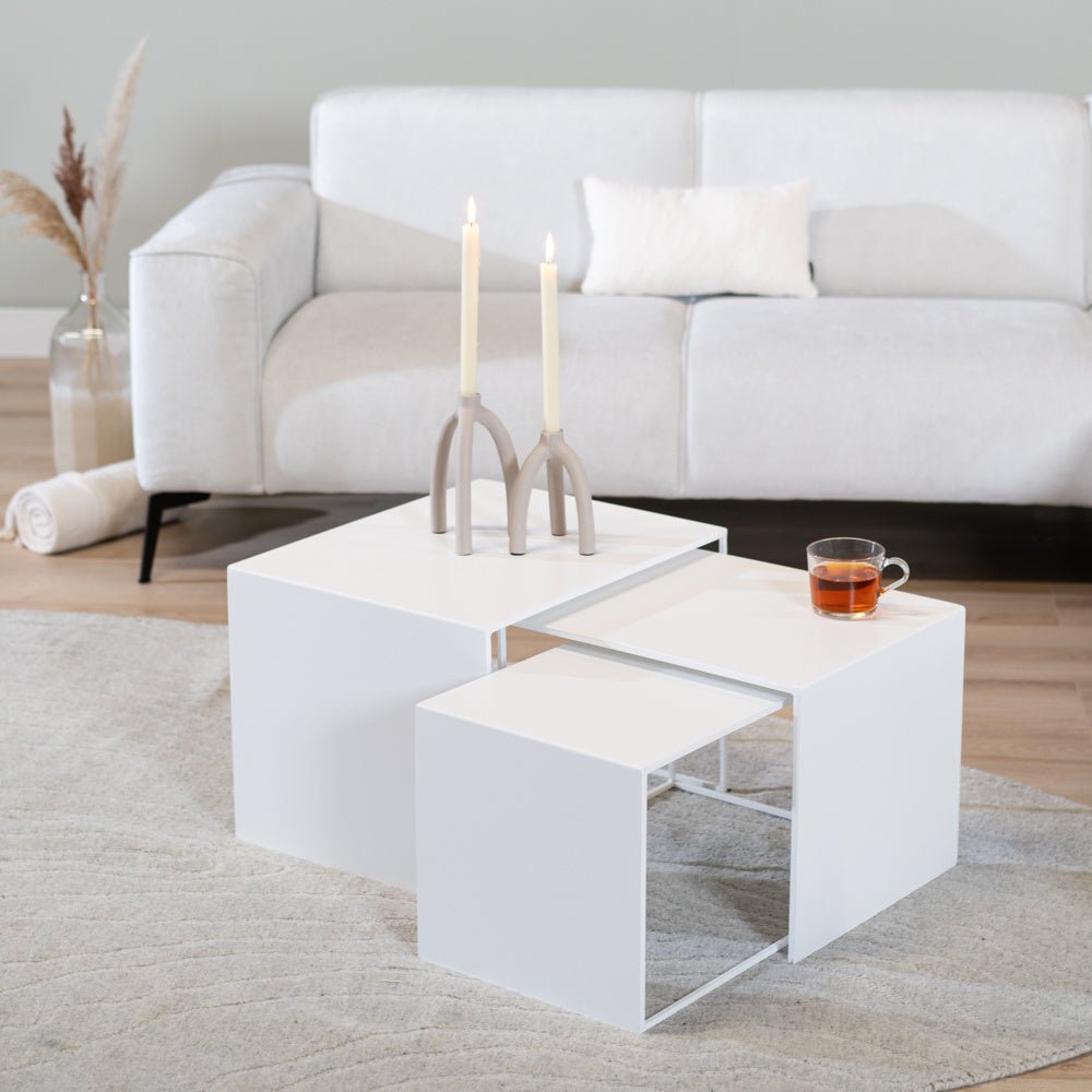 Side table Lucia metal white 34 cm high Powder-coated metal