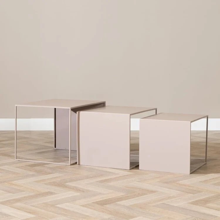 Coffee tables - Side table Bianca metal taupe 37 cm high Powder-coated metal -Dimehouse