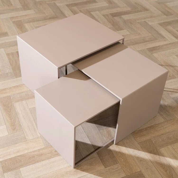 Coffee tables - Side table Bianca metal taupe 37 cm high Powder-coated metal -Dimehouse