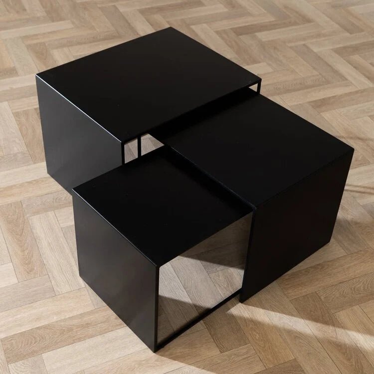 Coffee tables - Side table Lucia metal black 34 cm high Powder-coated metal -Dimehouse