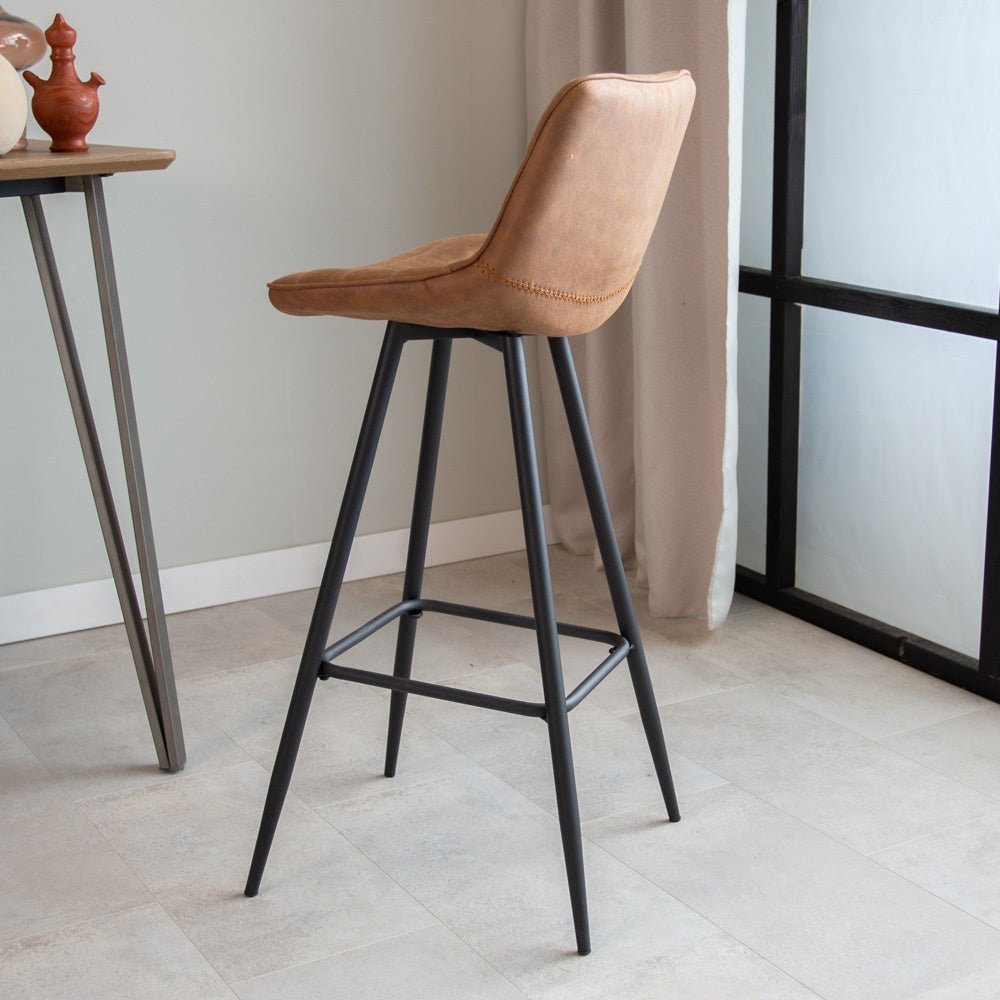 Barstool Kenton Dimehouse Cognac LxWxH 84x54x49 Microfiber Atmospheric photo diagonal rear view