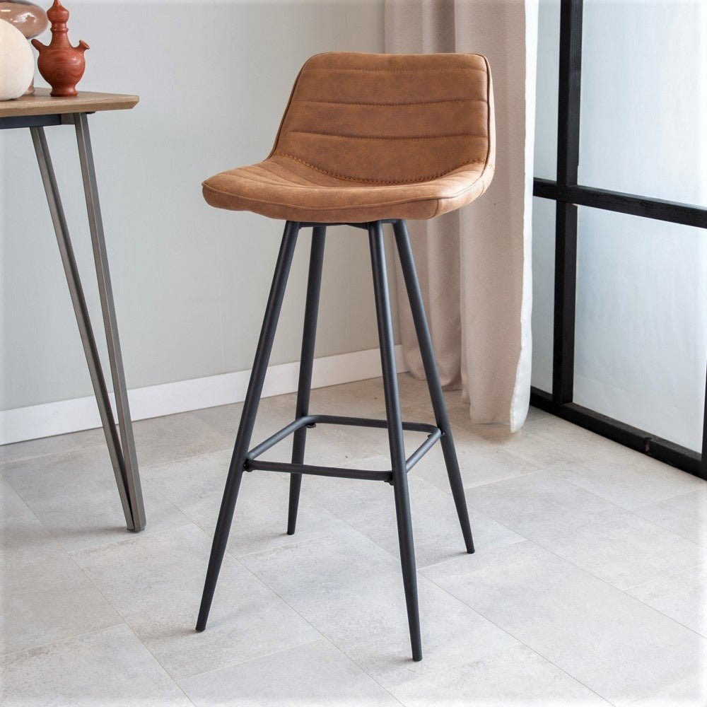 Barstool Kenton Dimehouse Cognac LxWxH 84x54x49 Microfiber Atmospheric photo diagonal front view