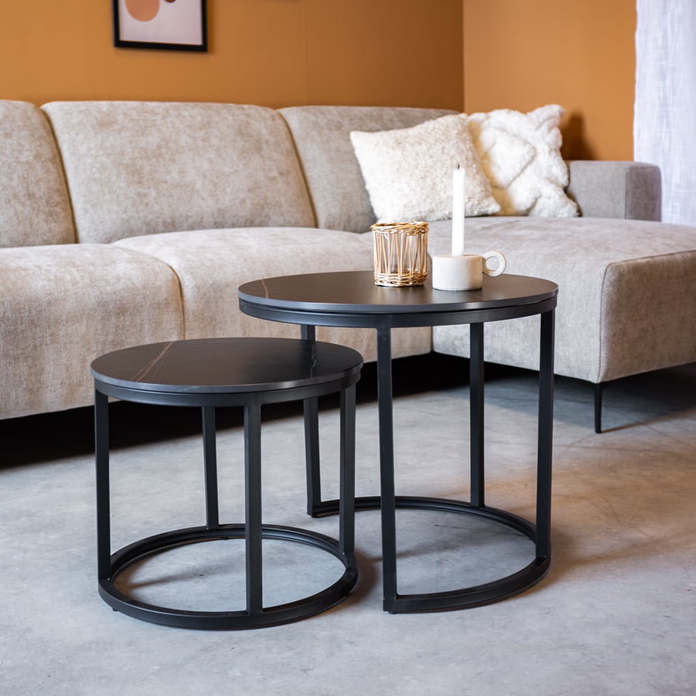Coffee table Paige Black Dimehouse Black LxWxH 57x56x53 Sintered stone Atmospheric photo front view