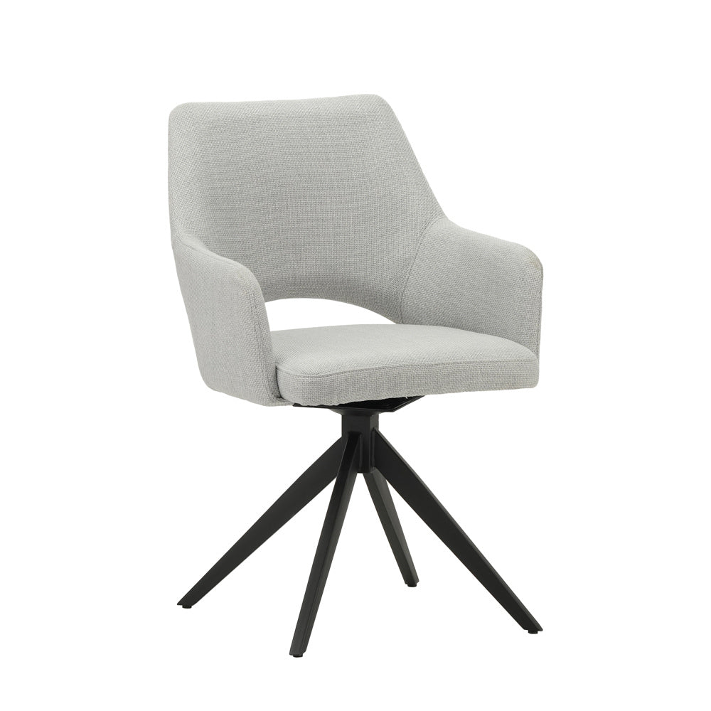 Dining room chair Sid Dimehouse Gray LxWxH 59x56x53 Fabric White photo diagonal front view