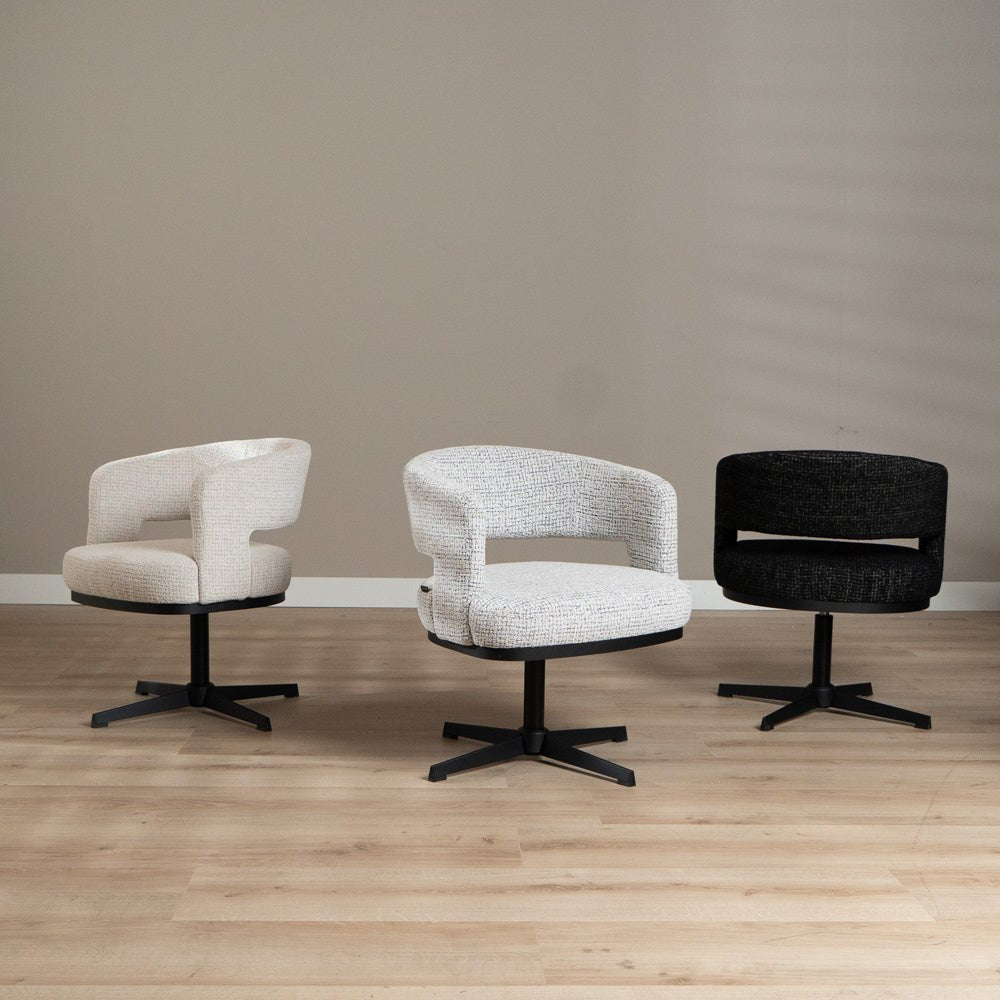 Swivel armchair Gino mixed fabric off white/black - image 9