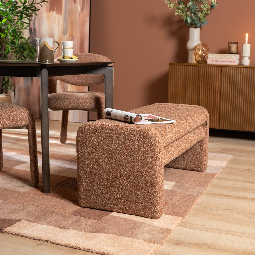 Eetkamerbank Neil bouclé terracotta 100 cm Bouclé