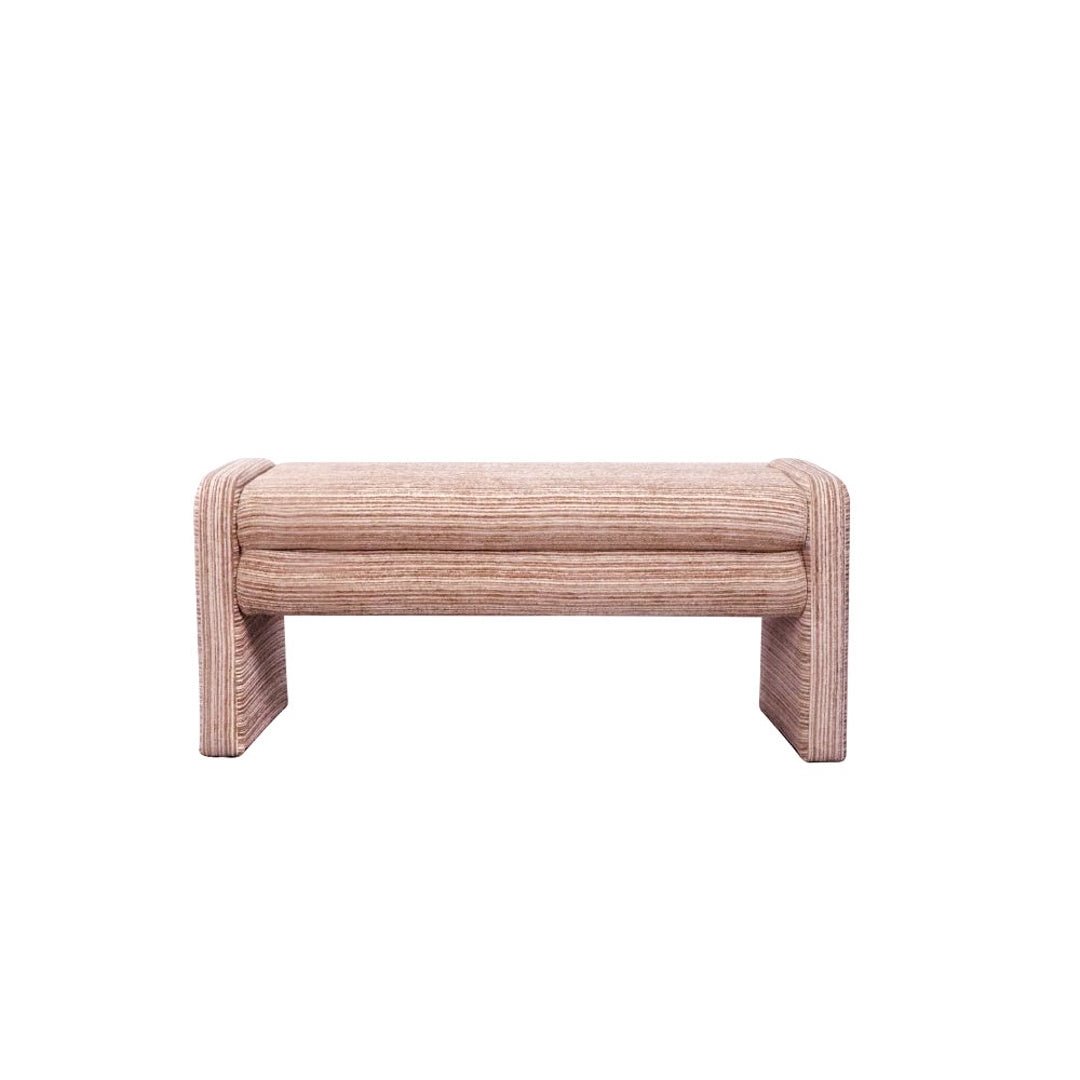 Eetkamerbank Ravi chenille beige/pink 100 cm Roze