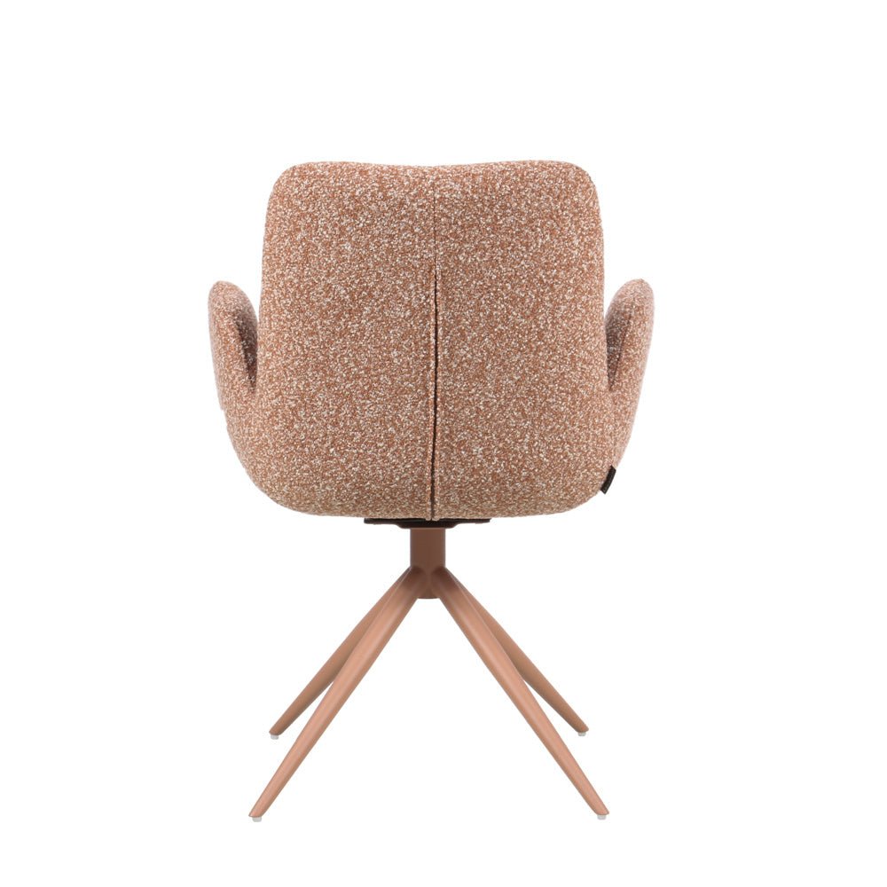 Eetkamerstoel Alex draaibaar bouclé terracotta Bouclé