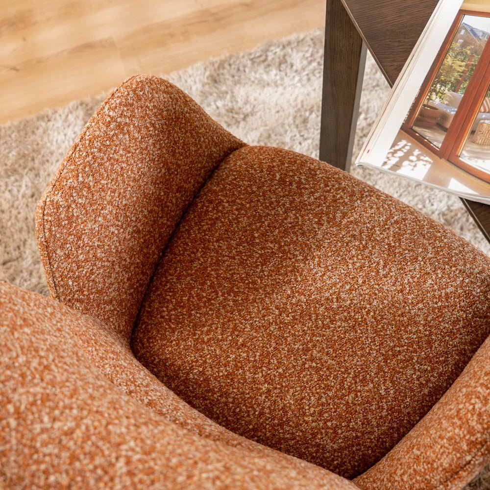 Eetkamerstoel Alex draaibaar bouclé terracotta Bouclé