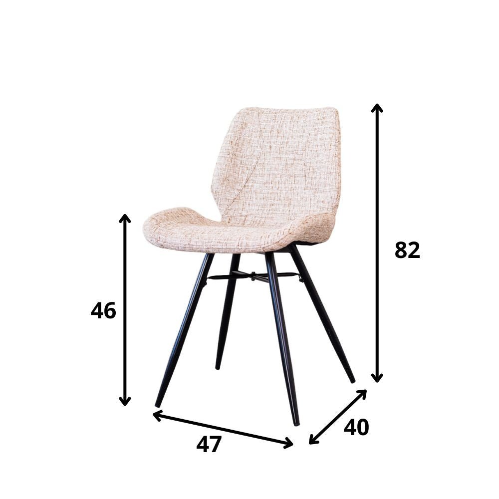 Dining room chair Beau chenille Dimehouse White LxWxH 72x68x50 Fabric White photo size indication