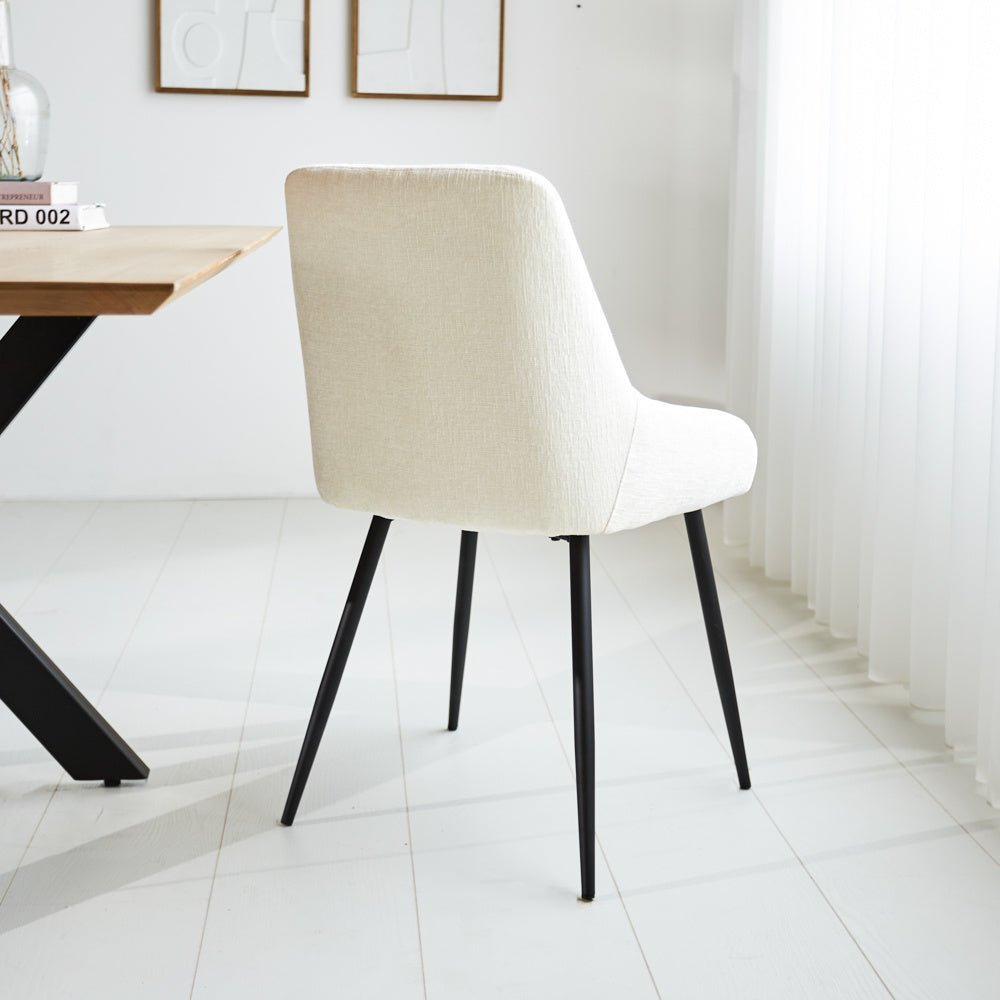 Dining room chair Elle Dimehouse White LxWxH 64x61x56 Fabric Atmospheric photo diagonal rear view