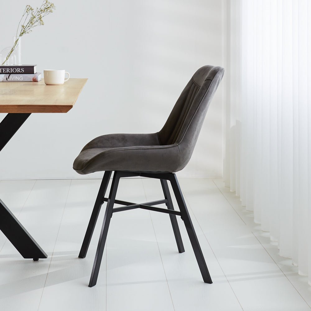 Dining room chair Jada Ecoleather Dimehouse Anthracite LxWxH 79x57x53 Eco leather Atmospheric photo side view