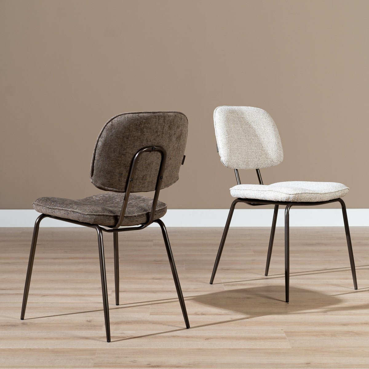 Dining room chair Javi mixed fabric off white/brown mixed
