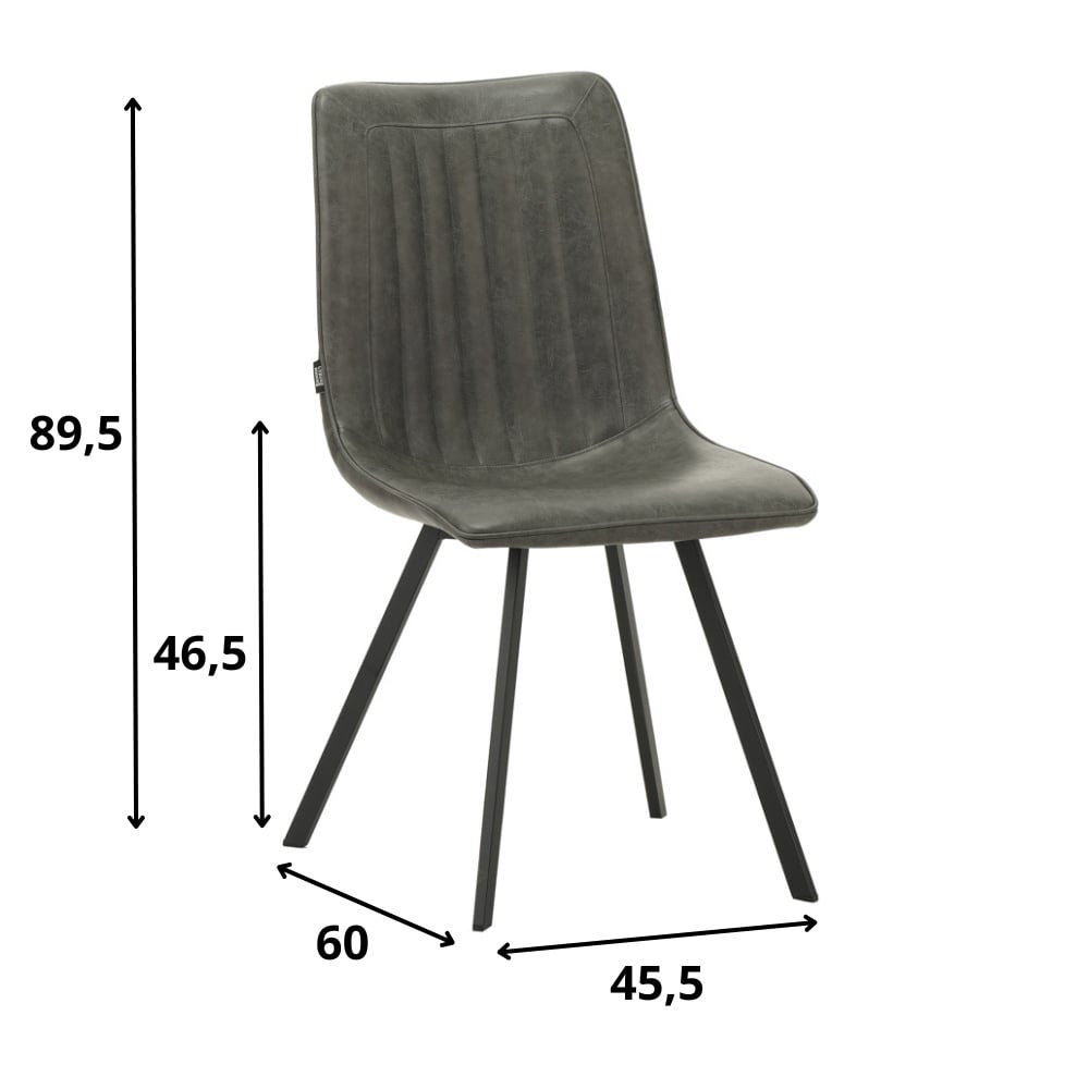 Dining room chair Jimmy Faux leather Dimehouse Anthracite LxWxH 75x57x51 Faux leather White photo size indication