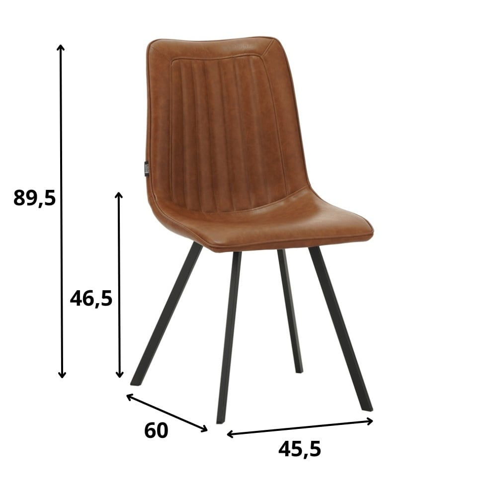 Dining room chair Jimmy Faux leather Dimehouse Cognac LxWxH 75x57x51 Faux leather White photo size indication