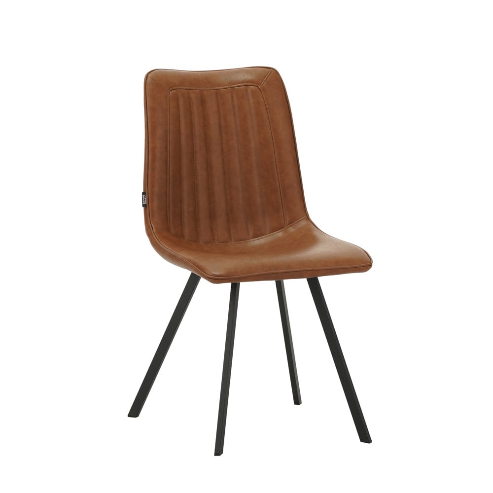 Dining room chair Jimmy Faux leather Dimehouse Cognac LxWxH 75x57x51 Faux leather White photo diagonal front view