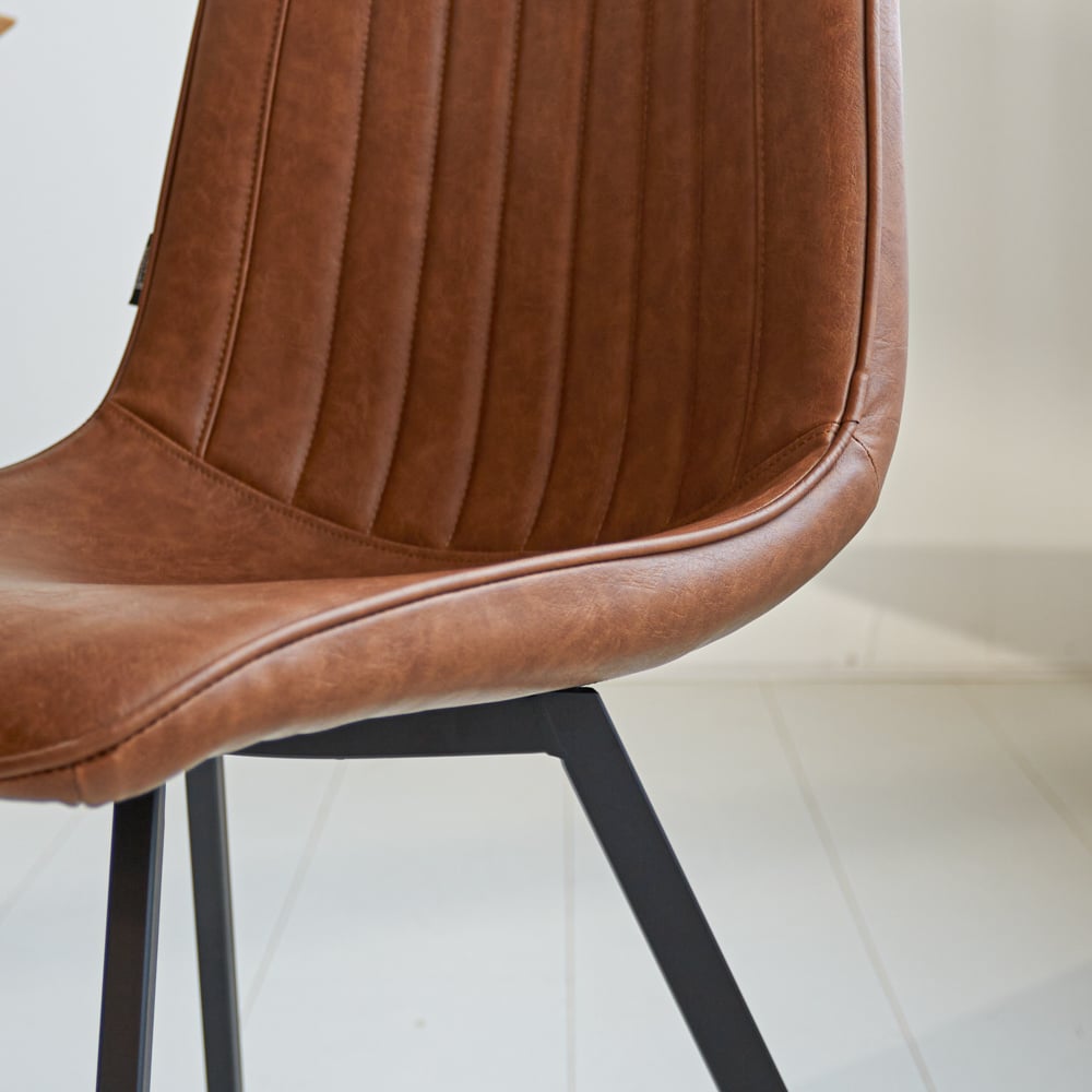 Dining room chair Jimmy Faux leather Dimehouse Cognac LxWxH 75x57x51 Faux leather Atmospheric photo detail