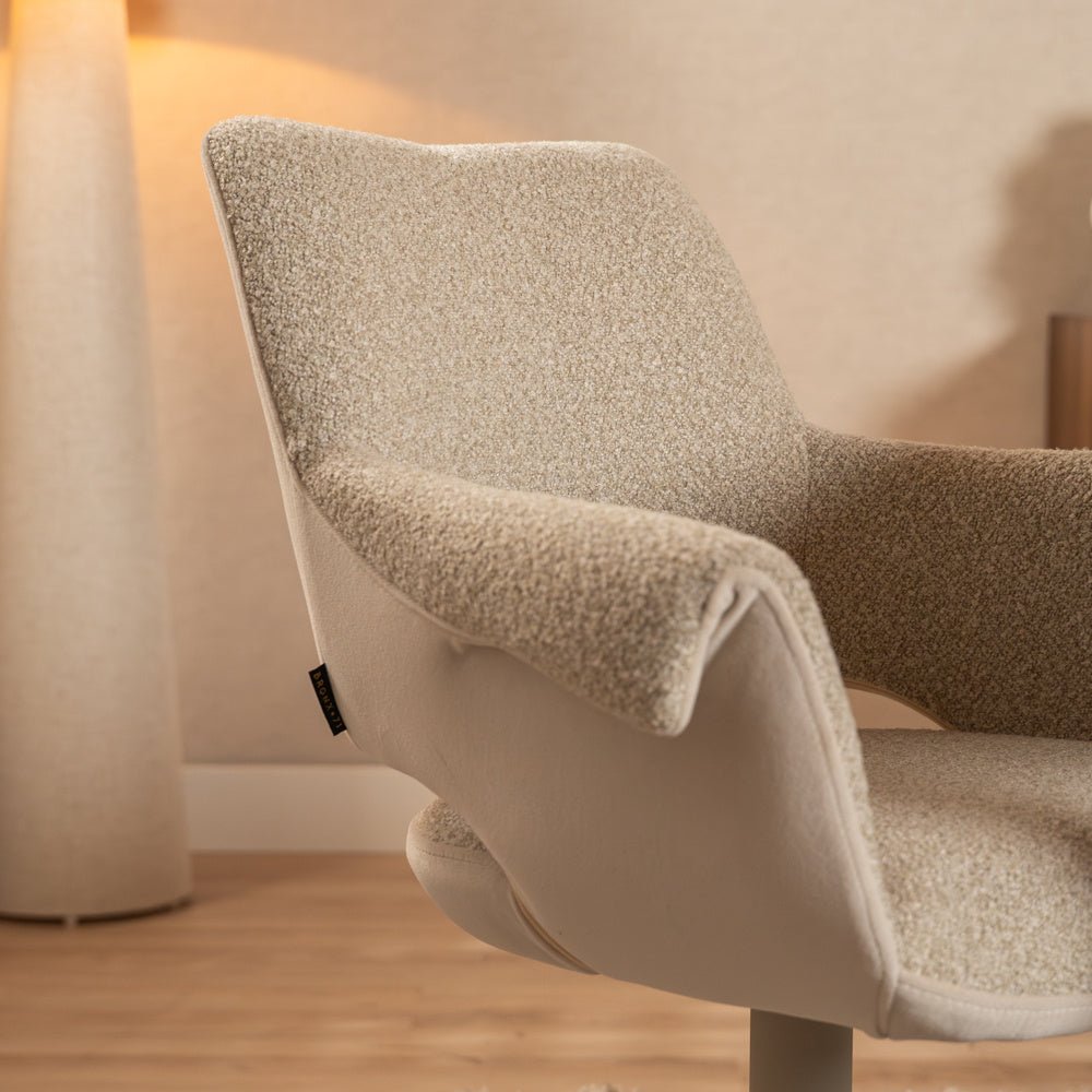 Eetkamerstoel Jules draaibaar bouclé taupe Bouclé