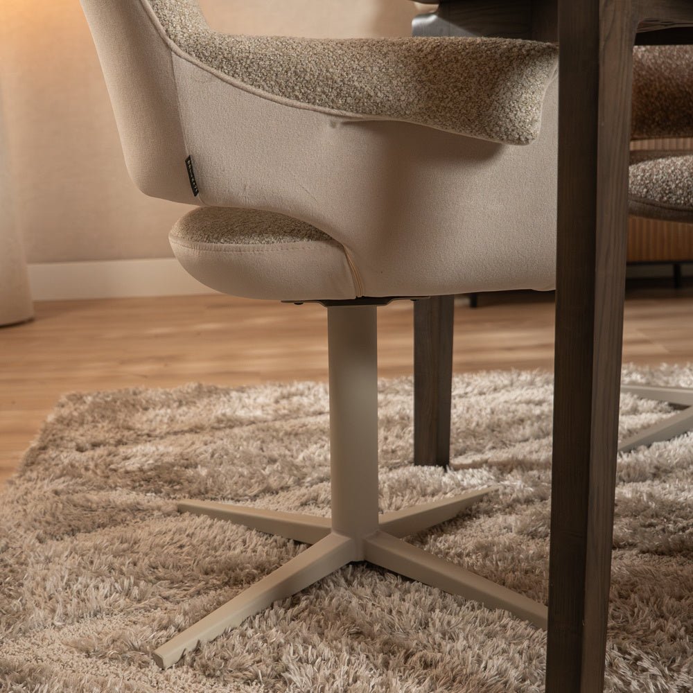Eetkamerstoel Jules draaibaar bouclé taupe Bouclé