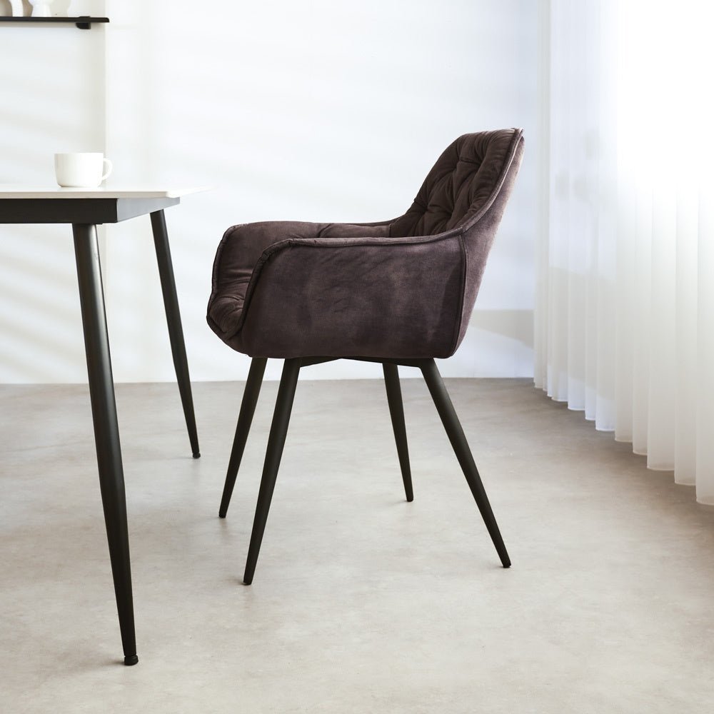 Dining room chair Audrey Dimehouse Anthracite LxWxH 71x68x49 Fabric Atmospheric photo side view