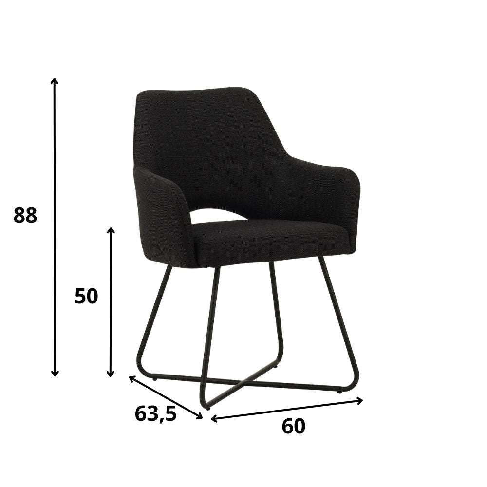 Dining room chair Suzy Dimehouse Black LxWxH 64x61x53 Fabric White photo size indication