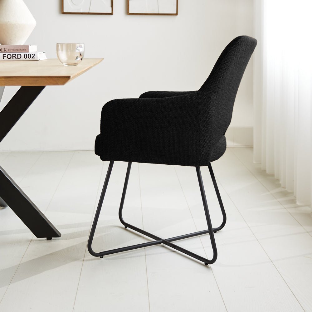 Dining room chair Suzy Dimehouse Black LxWxH 64x61x53 Fabric Atmospheric photo side view