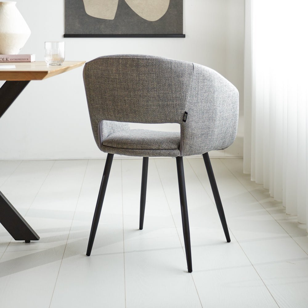 Dining room chair Don Dimehouse Gray LxWxH 60x56x56 Fabric Atmospheric photo diagonal rear view