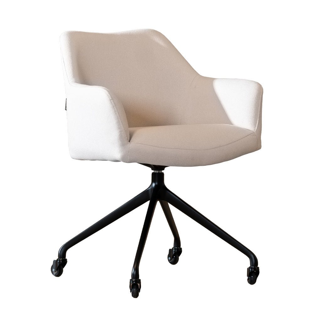 Dining room chair with wheels Isak off white recycled fabric - image 6