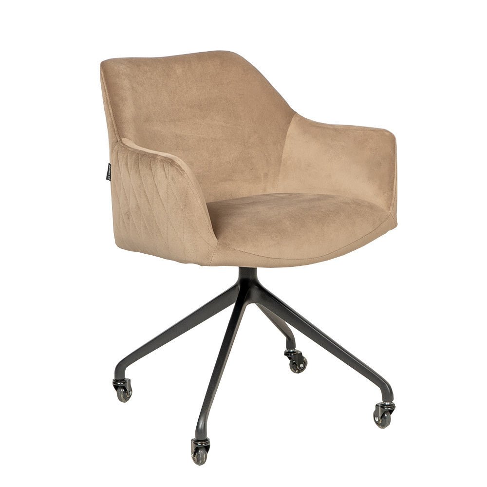 Dining room chair with wheels Quinn taupe velvet - image 5