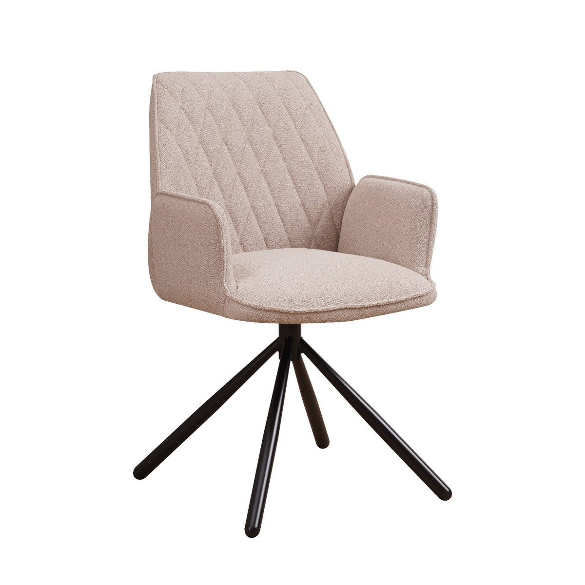Dining room chair Novan bouclé Dimehouse Beige LxWxH 67x59x57 Fabric White photo diagonal front view