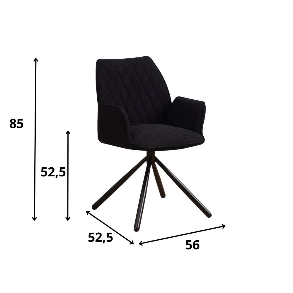 Dining room chair Novan bouclé Dimehouse Black LxWxH 67x59x57 Fabric White photo size indication