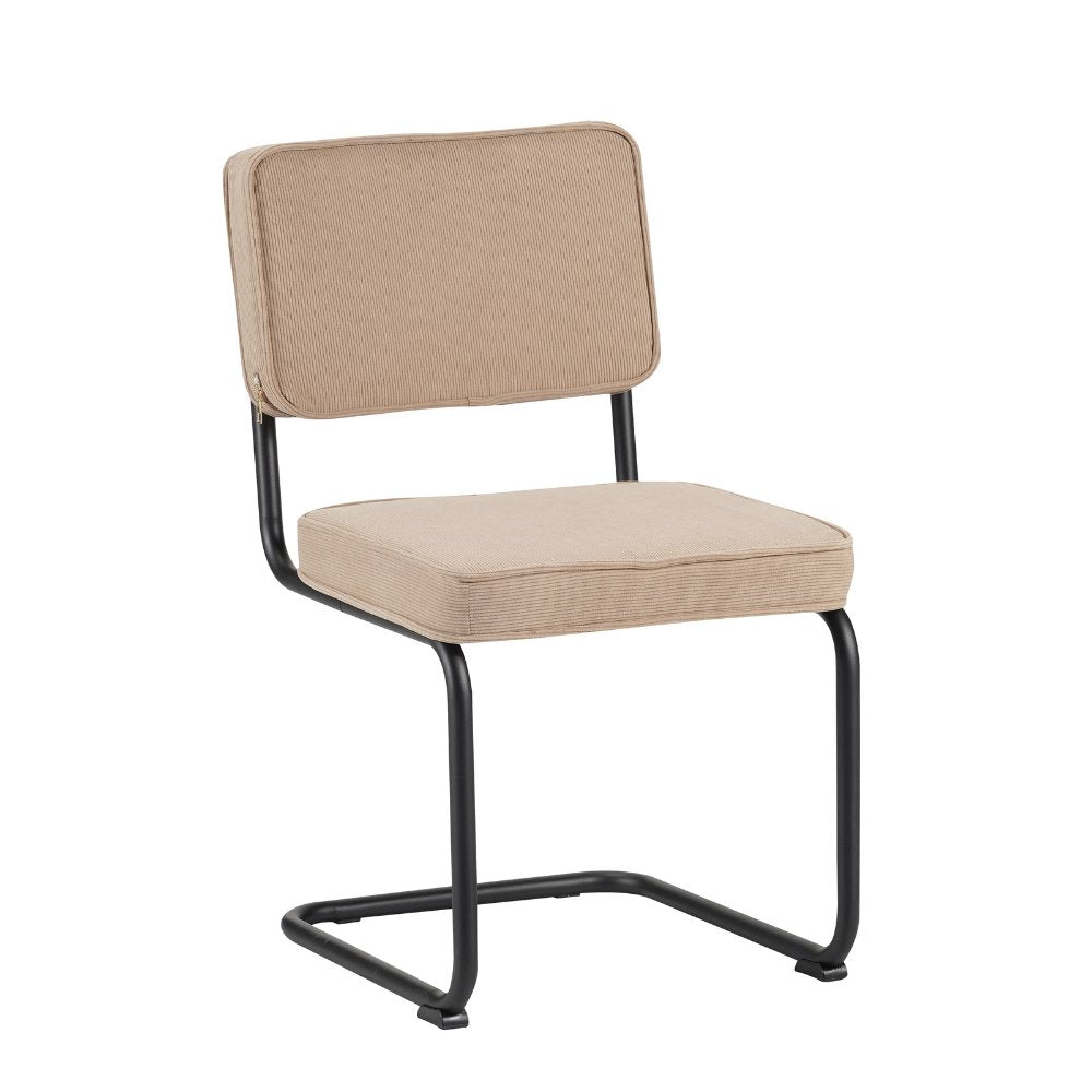 Dining room chair Remo ribbed fabric Dimehouse Brown LxWxH 56x55x51 Rib fabric White photo diagonal front view