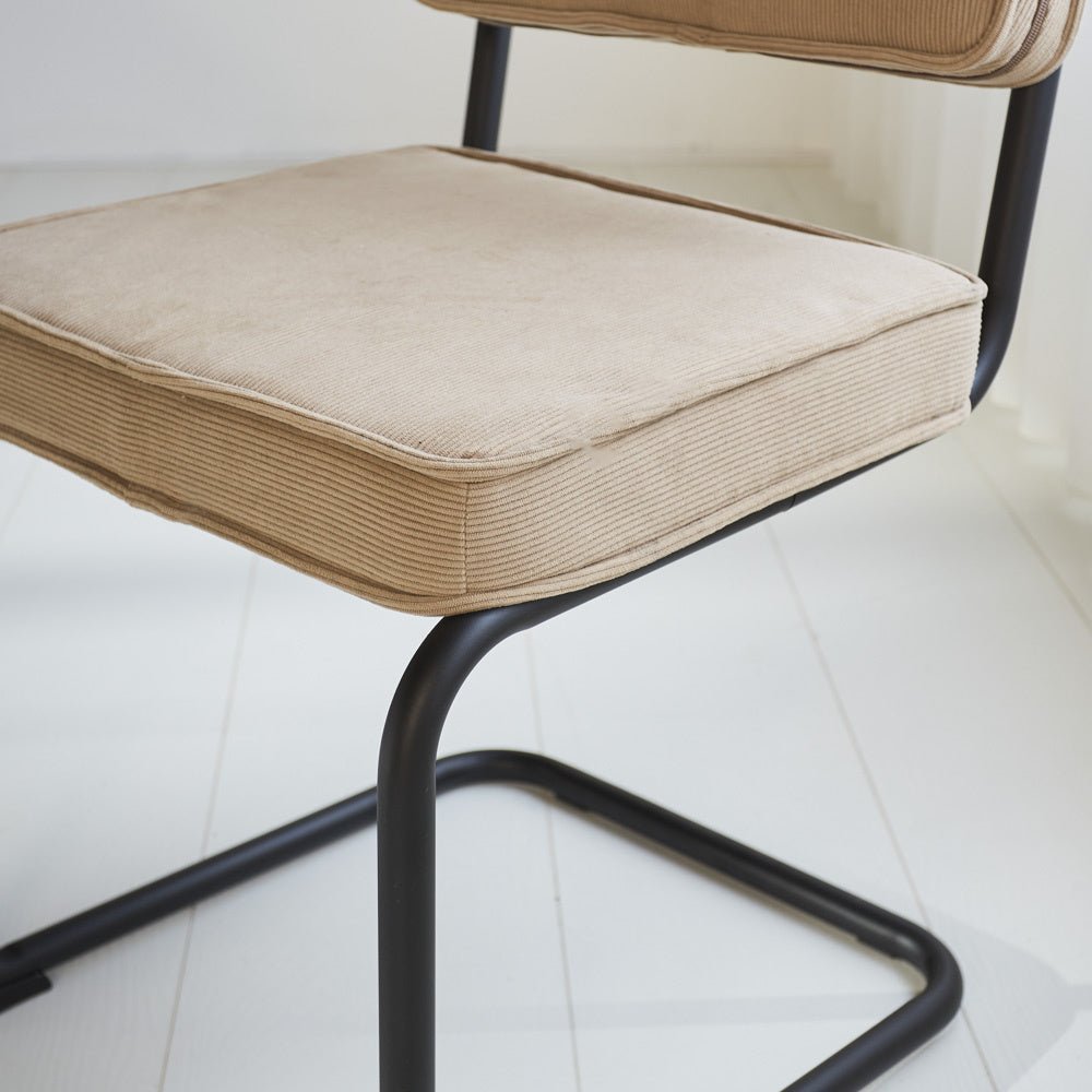 Dining room chair Remo ribbed fabric Dimehouse Brown LxWxH 56x55x51 Rib fabric Atmospheric photo detail