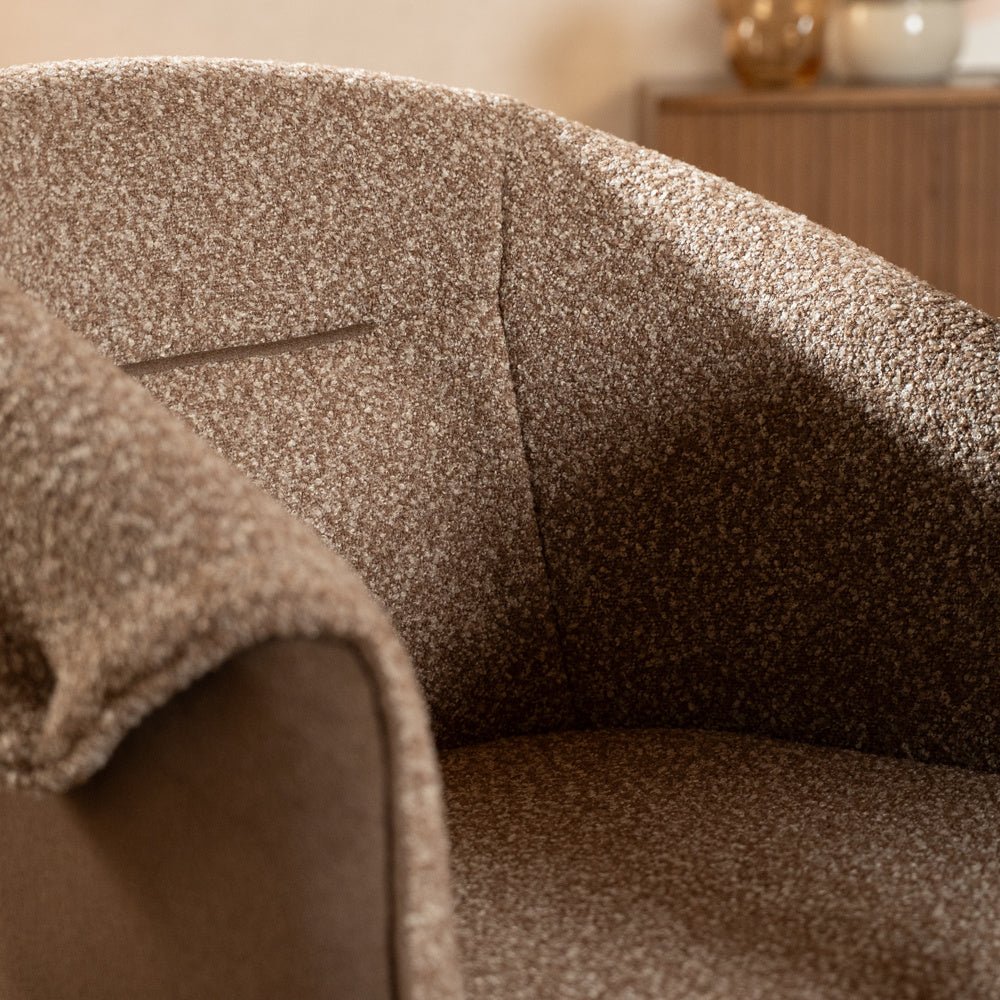 Eetkamerstoel Riley draaibaar bouclé bruin Bouclé