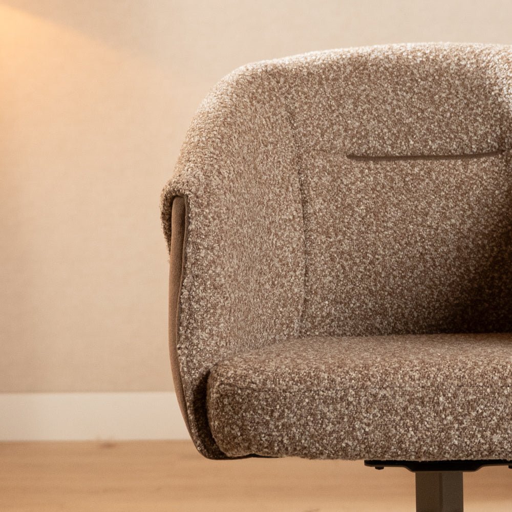 Eetkamerstoel Riley draaibaar bouclé bruin Bouclé