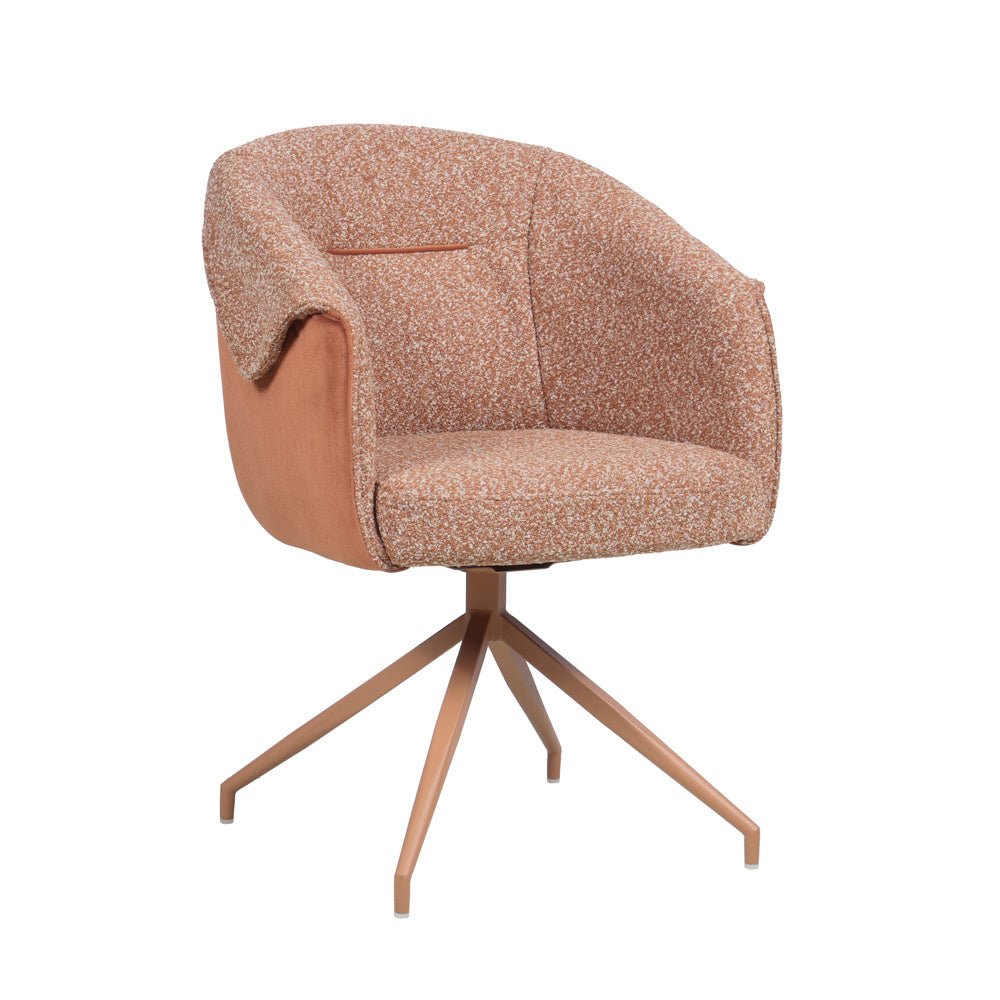 Eetkamerstoel Riley draaibaar bouclé terracotta Bouclé