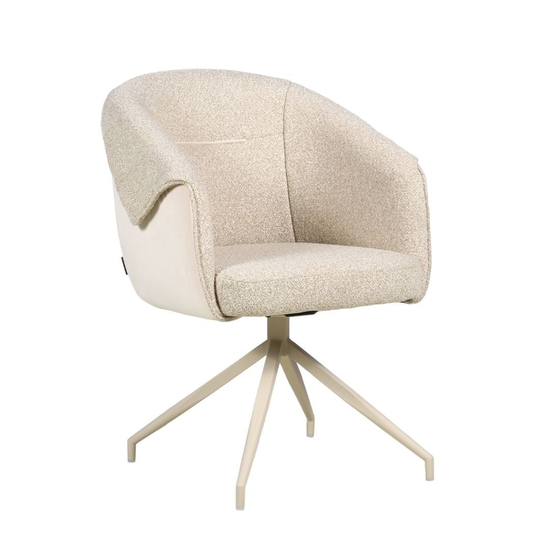 Eetkamerstoel Riley draaibaar bouclé taupe Bouclé