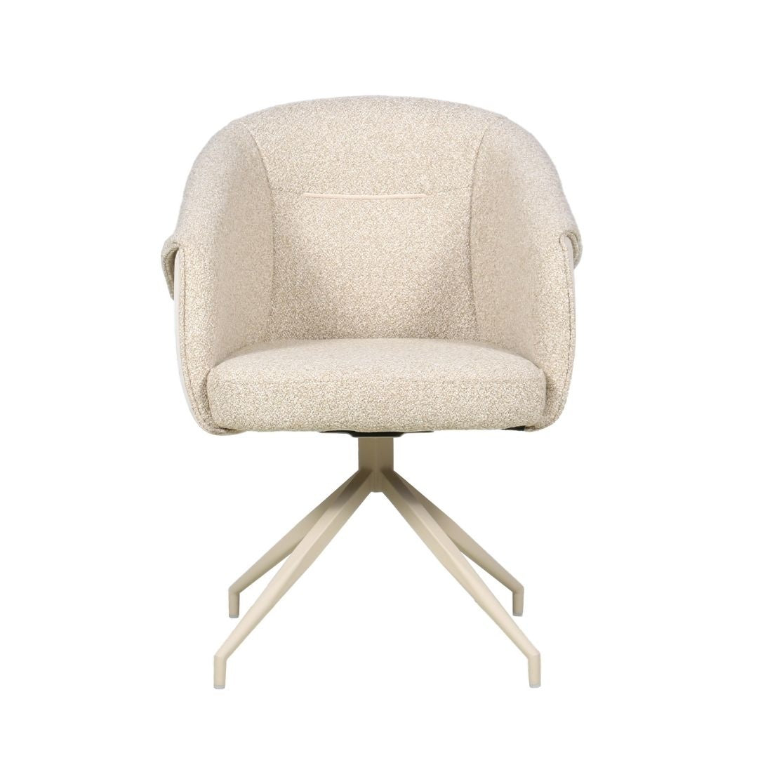 Eetkamerstoel Riley draaibaar bouclé taupe Bouclé