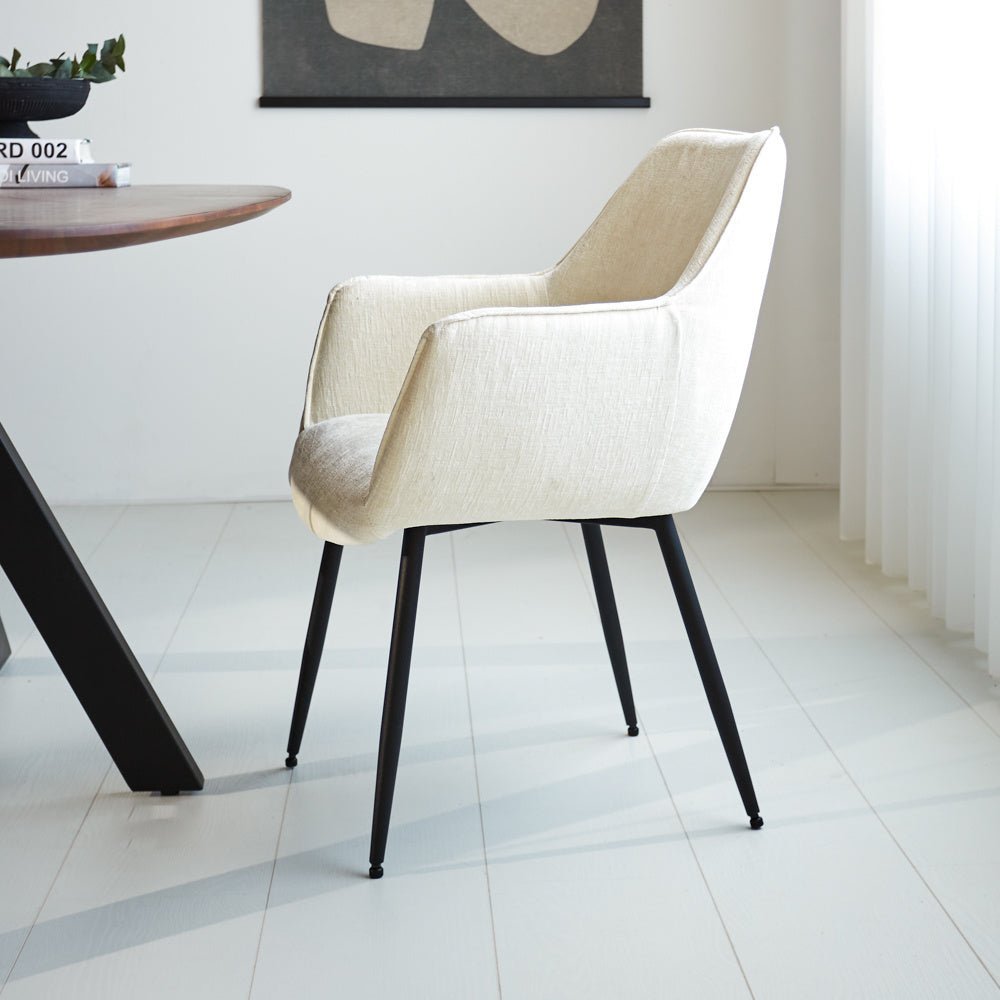 Dining room chair Sev Dimehouse White LxWxH 68x62x61 Fabric Atmospheric photo side view