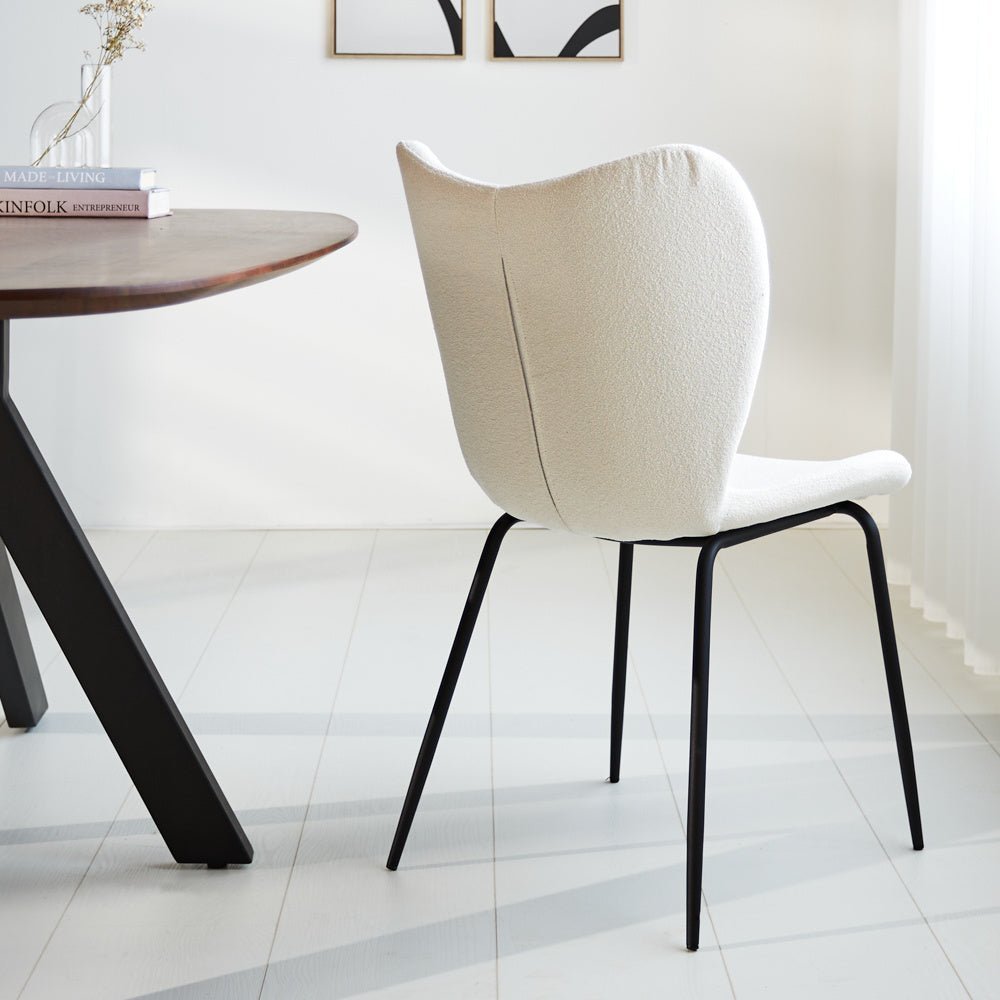 Dining room chair Sia Dimehouse White LxWxH 72x55x51 Fabric Atmospheric photo diagonal rear view